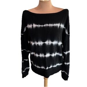 Sundry Women's Black & White Knit Sweatshirt Top Size 2 (Medium) Boho Athleisure